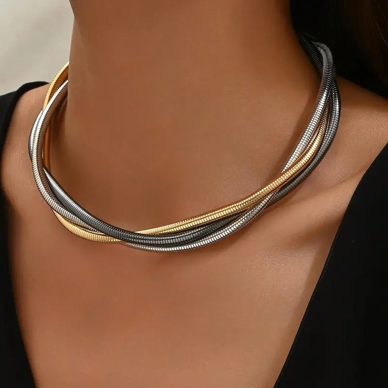 Vintage Thick Layered Necklace | Silver 0