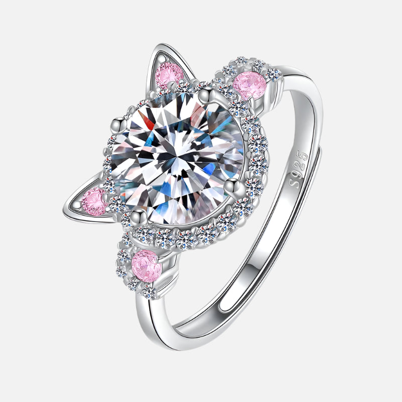 Whimsical Cat Ears Ring | Adjustable Ring | CZ Stone Jewelry 0