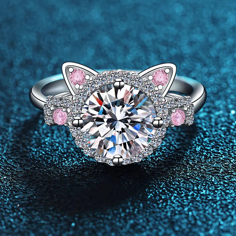 Whimsical Cat Ears Ring | Adjustable Ring | CZ Stone Jewelry 1