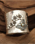 Women's Bee Flower Butterfly Wide Band Ring | Unique Jewelry | Handcrafted Accessories | Personal Keepsakes 0